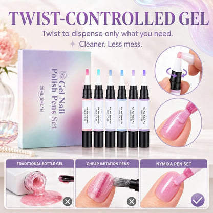 💅✨6-Color Pearl Gel Nail Polish Pen Set for Easy DIY Nails