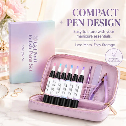 💅✨6-Color Pearl Gel Nail Polish Pen Set for Easy DIY Nails