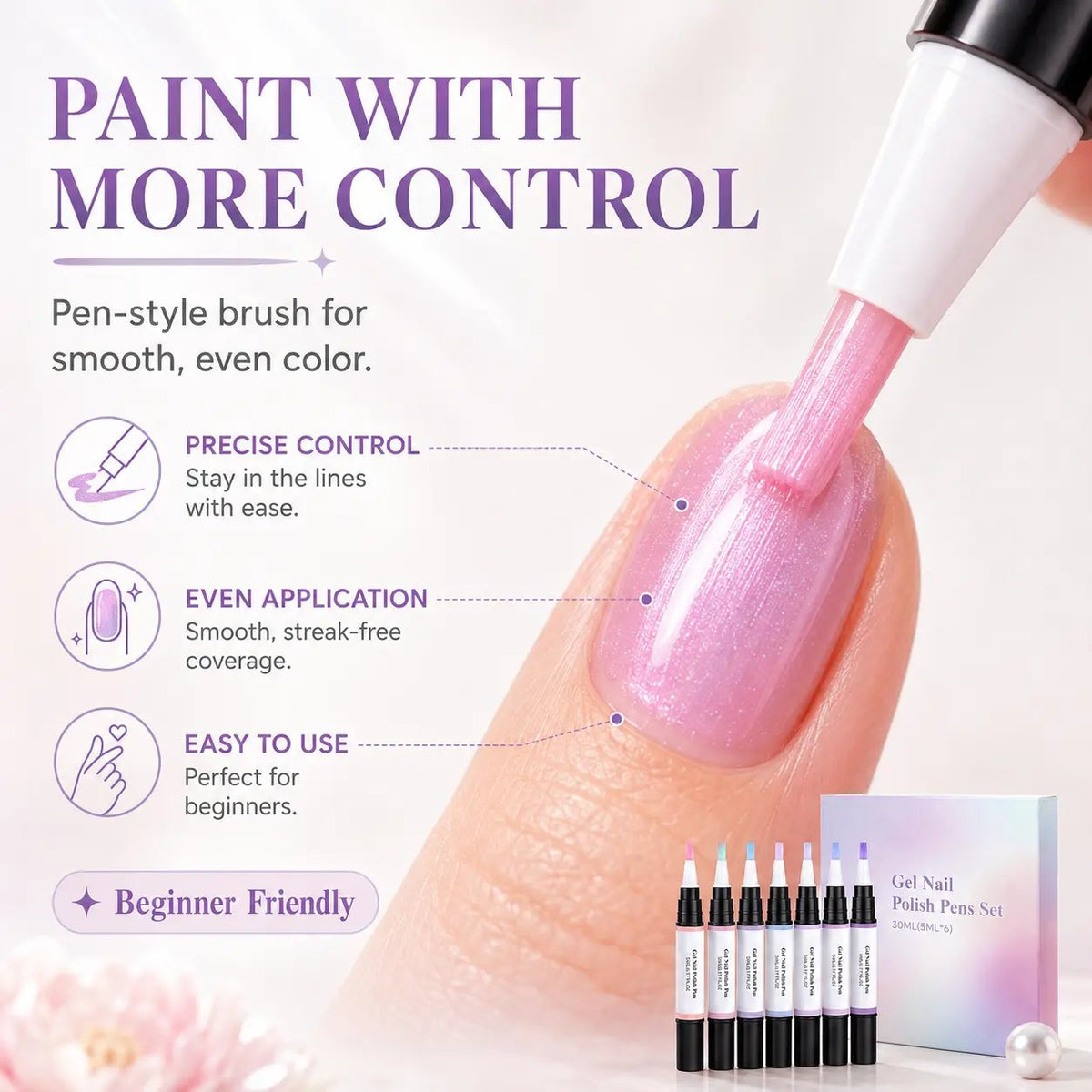 💅✨6-Color Pearl Gel Nail Polish Pen Set for Easy DIY Nails